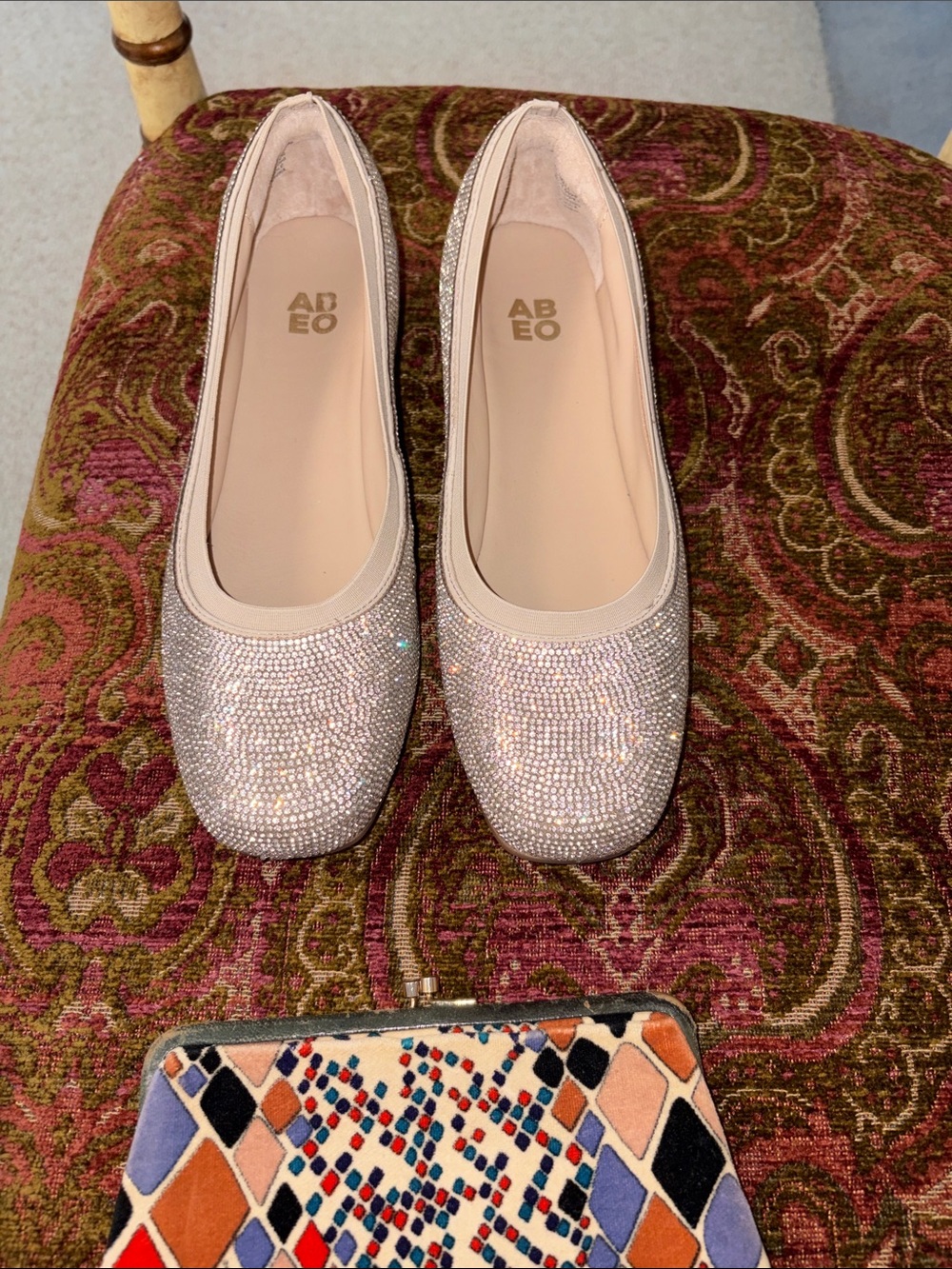 Abeo Crystal-Embellished Pale Pink Ballet Flats 8 Neutral
